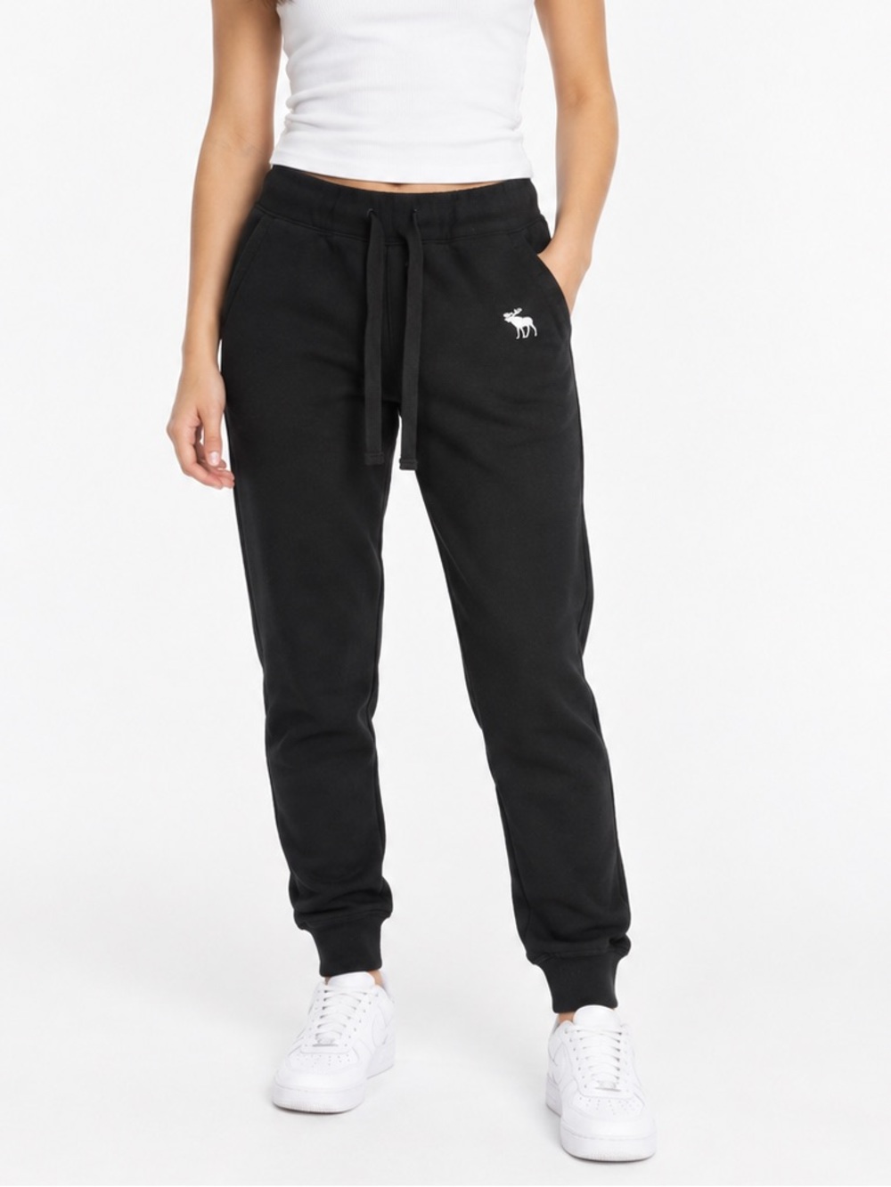 Abercrombie & Fitch Black Jogger Sweatpants Juniors XS Moose Logo